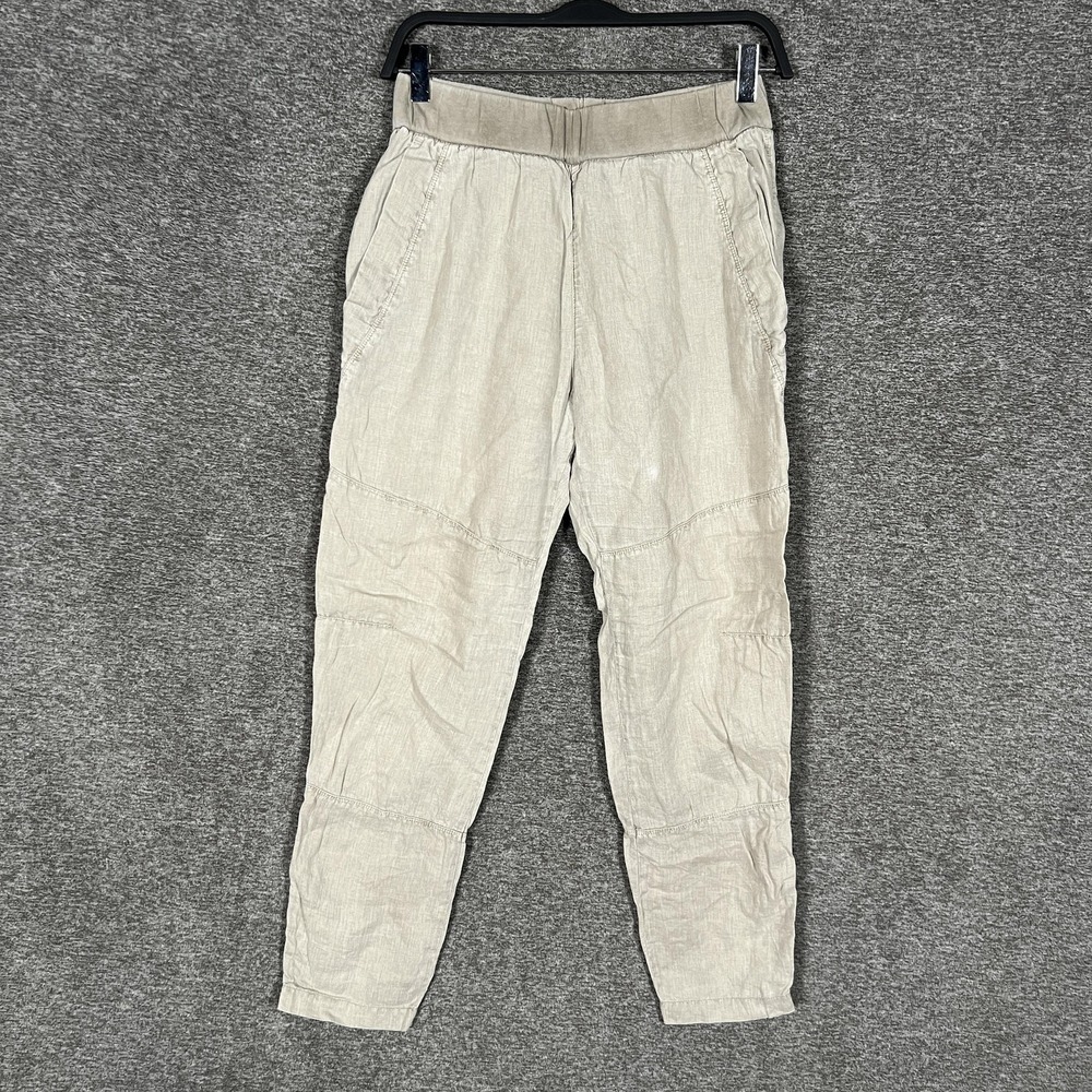 James Perse Linen Jogger Pants Womens 1 Beige Elastic Waist Tapered WKO1790